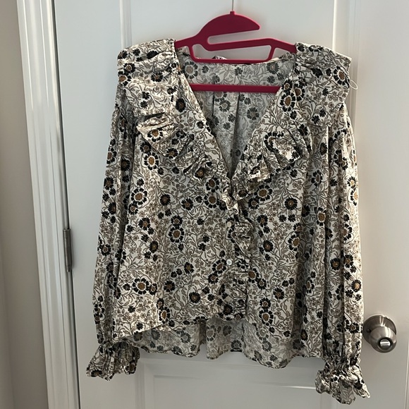 Zara button down ruffled cotton shirt. - Picture 8 of 15